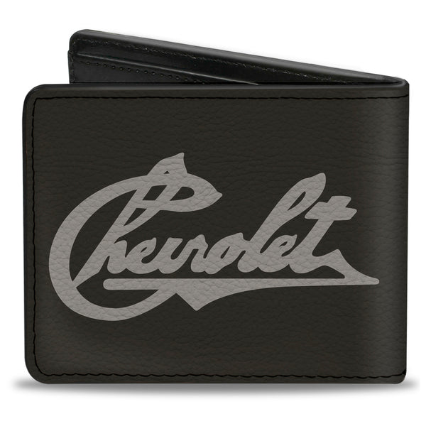 Buckle-Down Bi-Fold Wallet - CHEVROLET Heritage Script Charcoal Tan