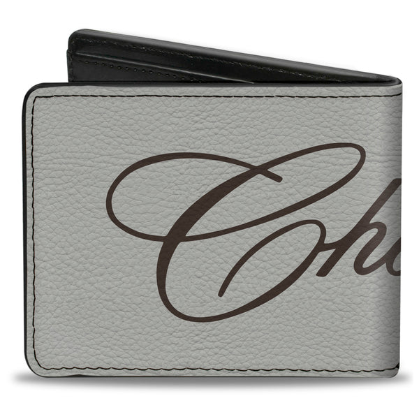 Buckle-Down Bi-Fold Wallet - CHEVROLET Script White/Brown