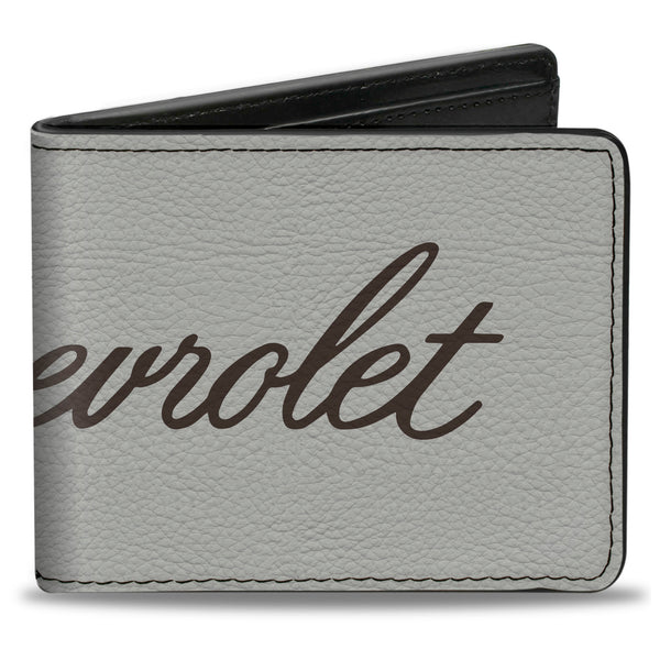 Buckle-Down Bi-Fold Wallet - CHEVROLET Script White/Brown