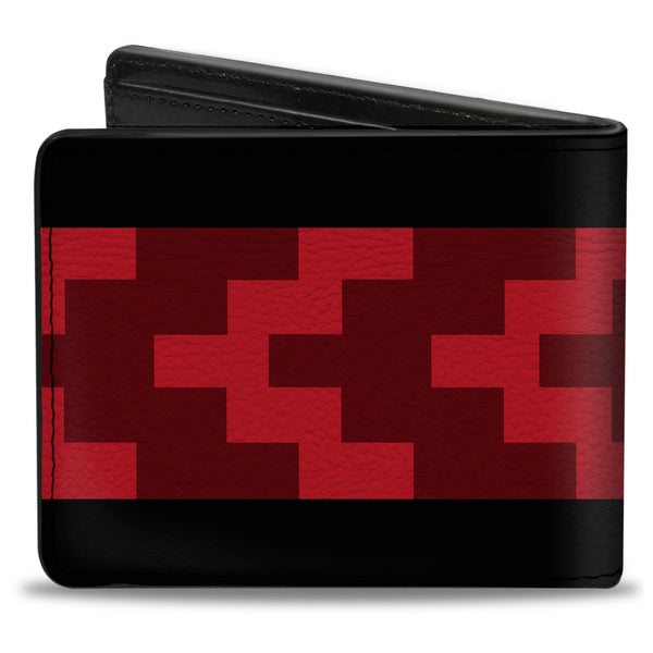 Buckle-Down Bi-Fold Wallet - Chevron 8-Bit Black Reds