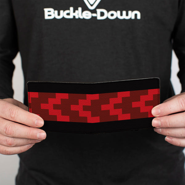Buckle-Down Bi-Fold Wallet - Chevron 8-Bit Black Reds