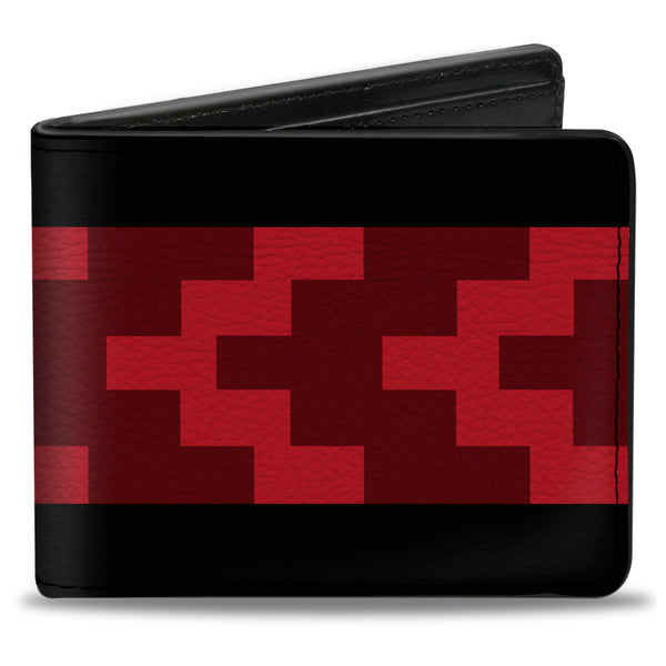Buckle-Down Bi-Fold Wallet - Chevron 8-Bit Black Reds