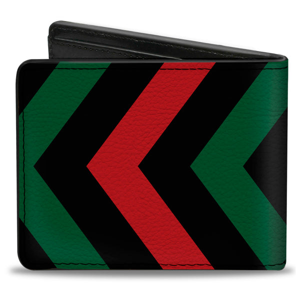 Buckle-Down Bi-Fold Wallet - Chevron Black Red Black Green