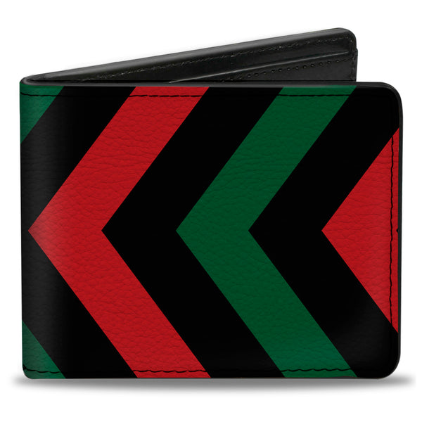 Buckle-Down Bi-Fold Wallet - Chevron Black Red Black Green