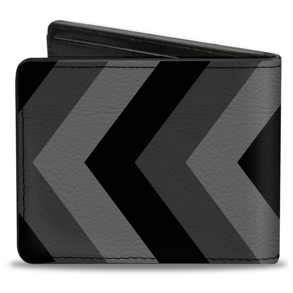 Buckle-Down Bi-Fold Wallet - Chevron Gray Black Charcoal