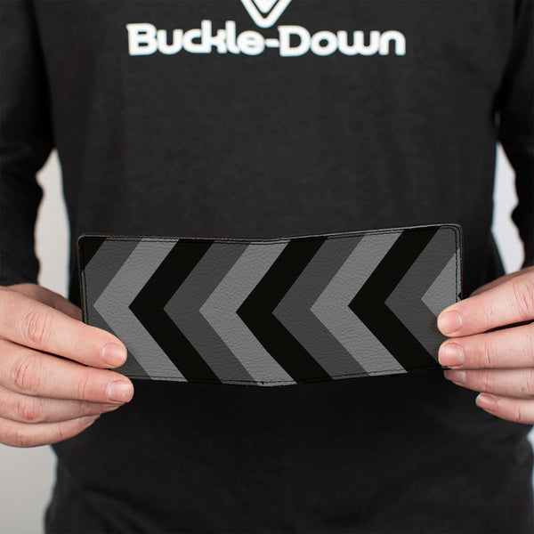 Buckle-Down Bi-Fold Wallet - Chevron Gray Black Charcoal