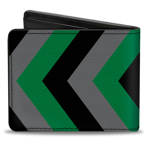 Buckle-Down Bi-Fold Wallet - Chevron Green Black Gray