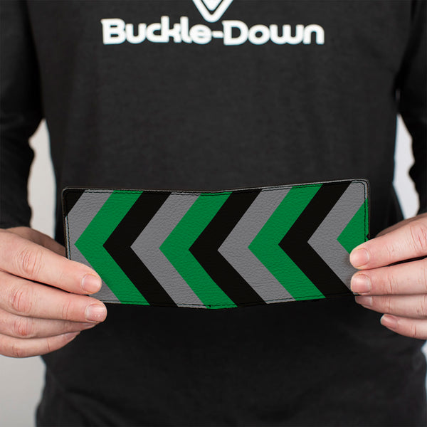 Buckle-Down Bi-Fold Wallet - Chevron Green Black Gray