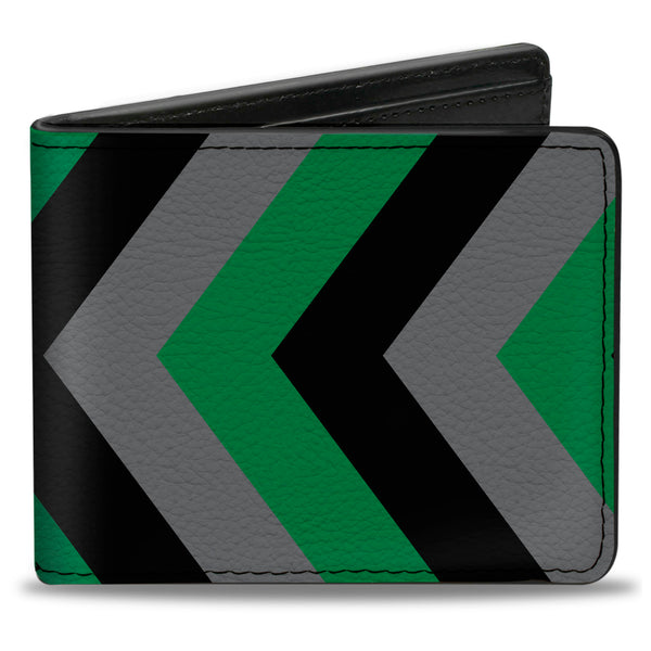 Buckle-Down Bi-Fold Wallet - Chevron Green Black Gray