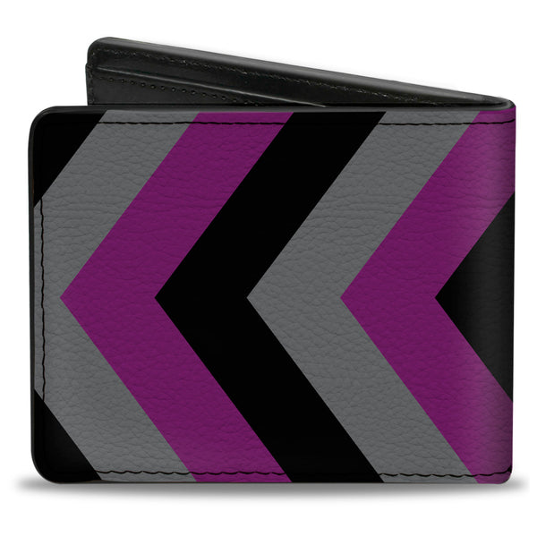 Buckle-Down Bi-Fold Wallet - Chevron Purple Black Gray