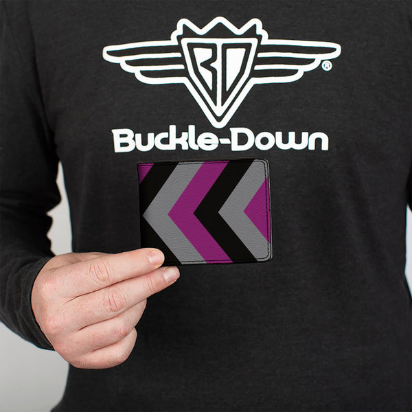 Buckle-Down Bi-Fold Wallet - Chevron Purple Black Gray