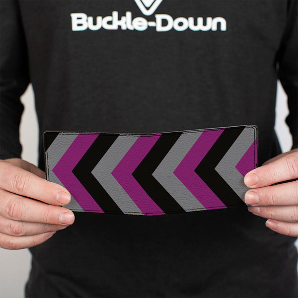 Buckle-Down Bi-Fold Wallet - Chevron Purple Black Gray