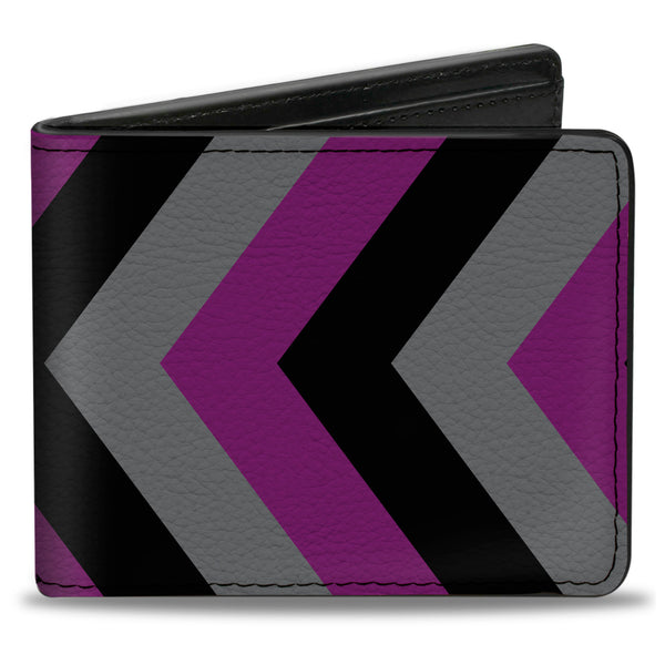 Buckle-Down Bi-Fold Wallet - Chevron Purple Black Gray