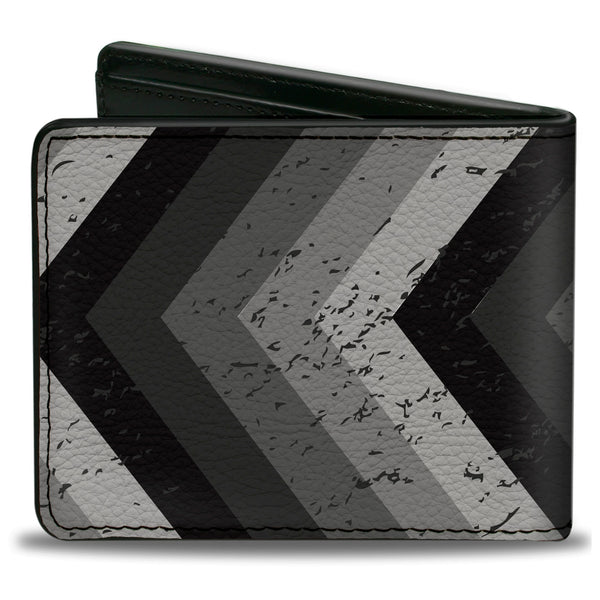 Buckle-Down Bi-Fold Wallet - Chevron Weathered Black Grays