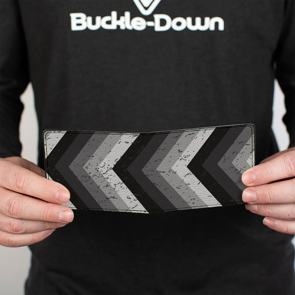 Buckle-Down Bi-Fold Wallet - Chevron Weathered Black Grays