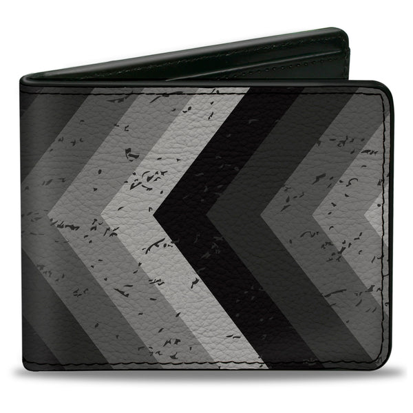 Buckle-Down Bi-Fold Wallet - Chevron Weathered Black Grays