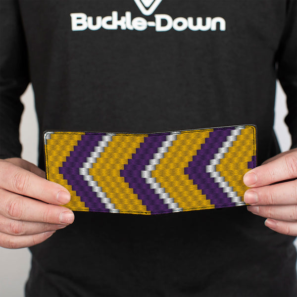 Buckle-Down Bi-Fold Wallet - Chevron Weave Gold Purple White