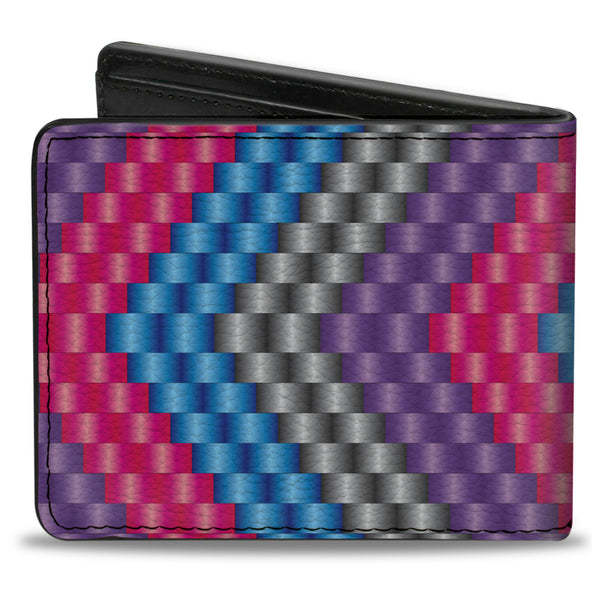 Buckle-Down Bi-Fold Wallet - Chevron Weave Gray Lavender Pink Baby Blue