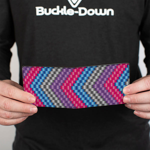 Buckle-Down Bi-Fold Wallet - Chevron Weave Gray Lavender Pink Baby Blue