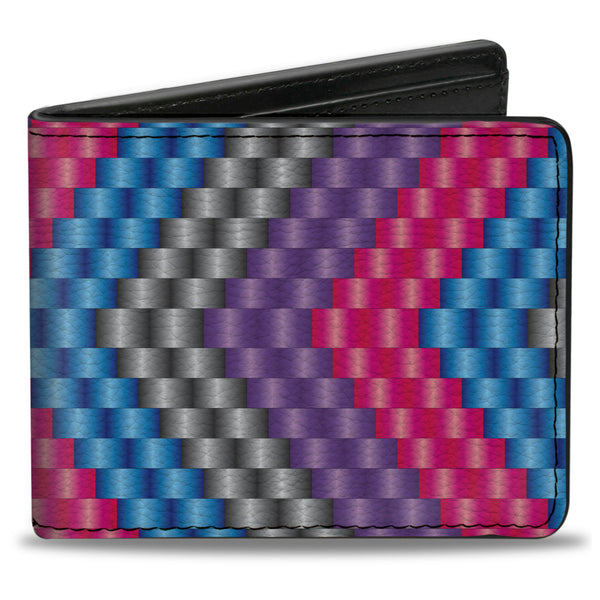 Buckle-Down Bi-Fold Wallet - Chevron Weave Gray Lavender Pink Baby Blue
