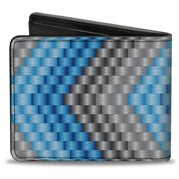 Buckle-Down Bi-Fold Wallet - Chevron Weave Grays Blues