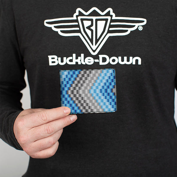 Buckle-Down Bi-Fold Wallet - Chevron Weave Grays Blues