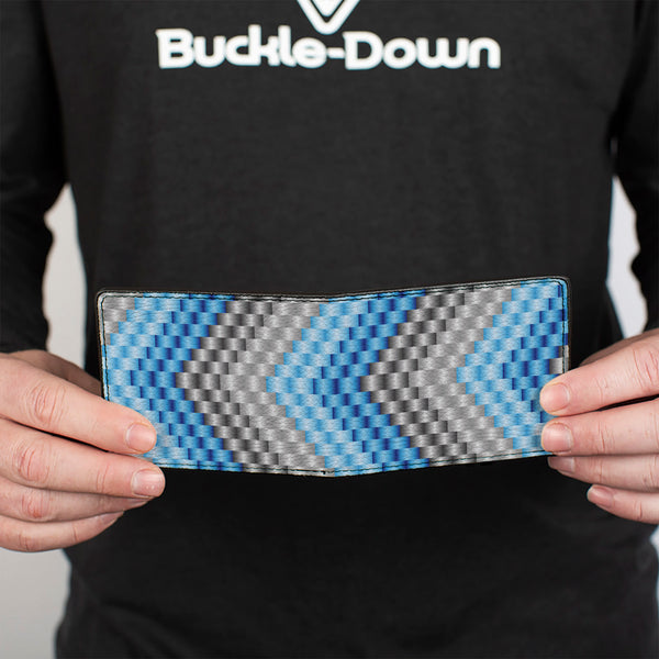 Buckle-Down Bi-Fold Wallet - Chevron Weave Grays Blues