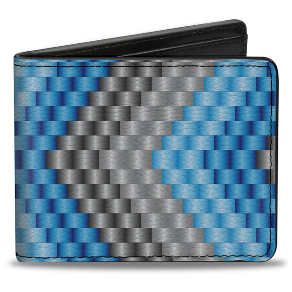 Buckle-Down Bi-Fold Wallet - Chevron Weave Grays Blues