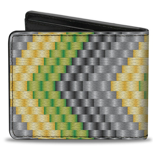 Buckle-Down Bi-Fold Wallet - Chevron Weave Grays Yellow Green
