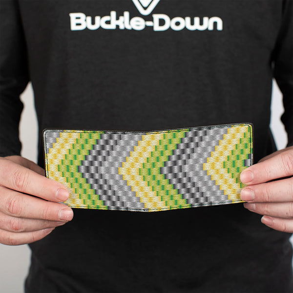 Buckle-Down Bi-Fold Wallet - Chevron Weave Grays Yellow Green