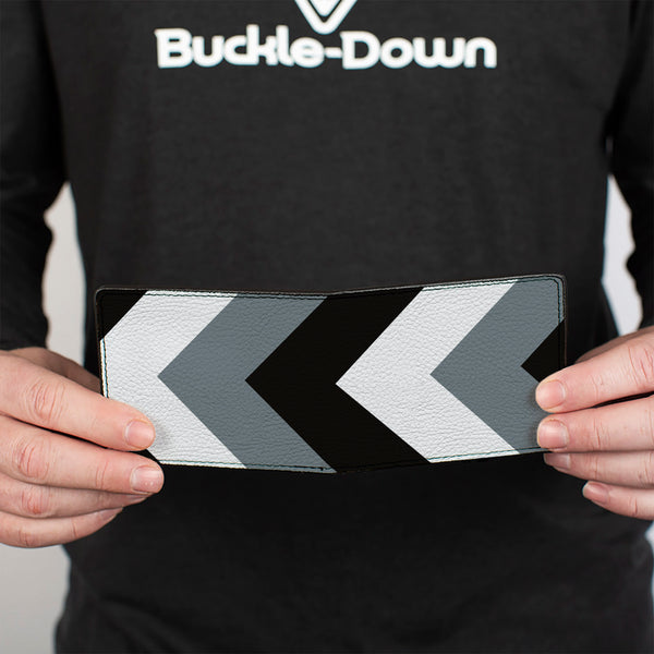 Buckle-Down Bi-Fold Wallet - Chevron White Gray Black