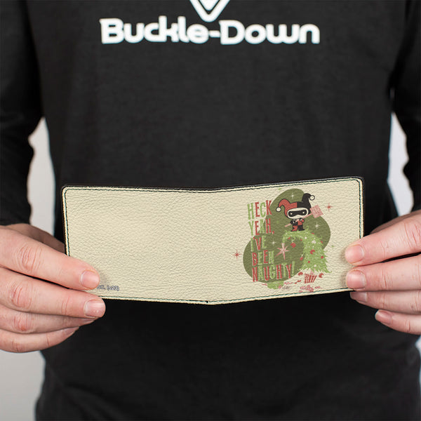 Buckle-Down Bi-Fold Wallet - Chibi Harley Quinn Holiday Christmas HECK YEAH I'VE BEEN NAUGHTY Pose