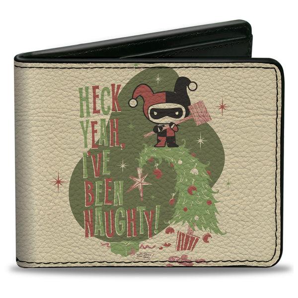 Buckle-Down Bi-Fold Wallet - Chibi Harley Quinn Holiday Christmas HECK YEAH I'VE BEEN NAUGHTY Pose