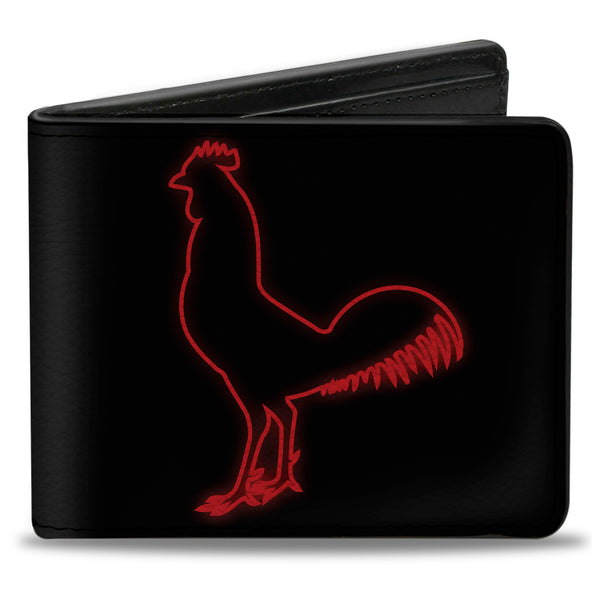 Buckle-Down Bi-Fold Wallet - Chicken STIR FRY Japanese Characters Black Red