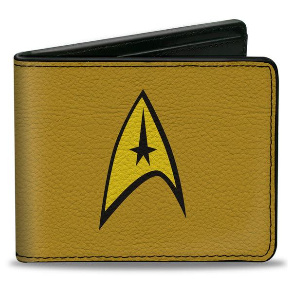 Buckle-Down Bi-Fold Wallet - Classic STAR TREK Starfleet Command Insignia Logo Gold/Yellow