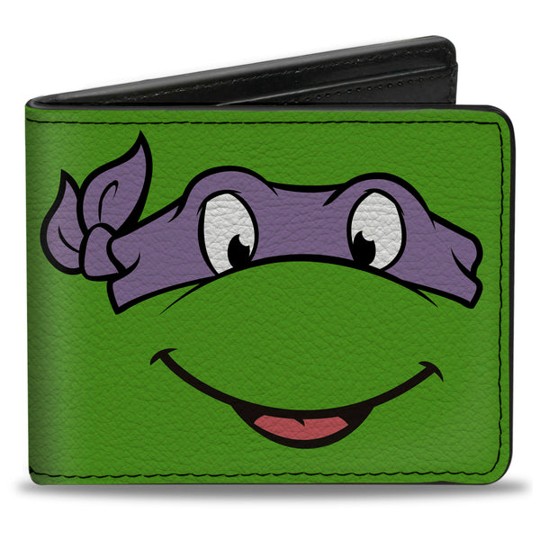 Buckle-Down Bi-Fold Wallet - Classic TMNT Donatello Face CLOSE-UP Green Purple