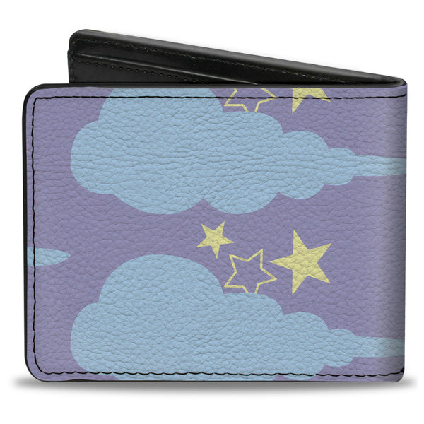 Buckle-Down Bi-Fold Wallet - Cloudy Starry Sky Lavender Blue Yellow