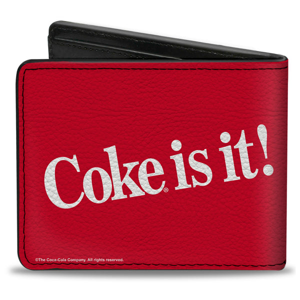 Buckle-Down Bi-Fold Wallet - Coca-Cola COKE IS IT Text Red/White