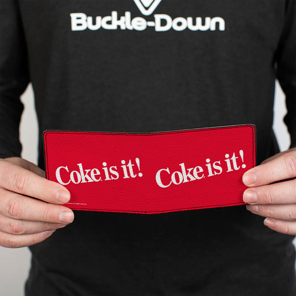 Buckle-Down Bi-Fold Wallet - Coca-Cola COKE IS IT Text Red/White