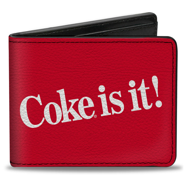 Buckle-Down Bi-Fold Wallet - Coca-Cola COKE IS IT Text Red/White