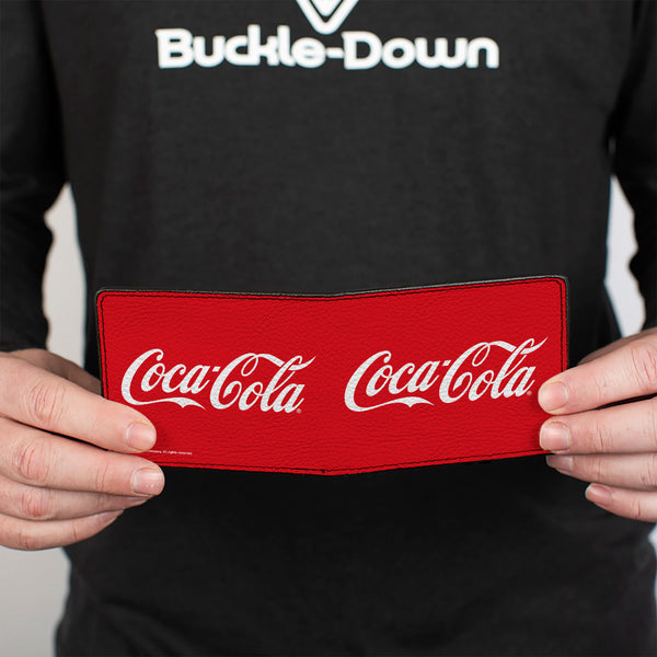 Buckle-Down Bi-Fold Wallet - COCA-COLA Coke Script Logo Repeat Red/White
