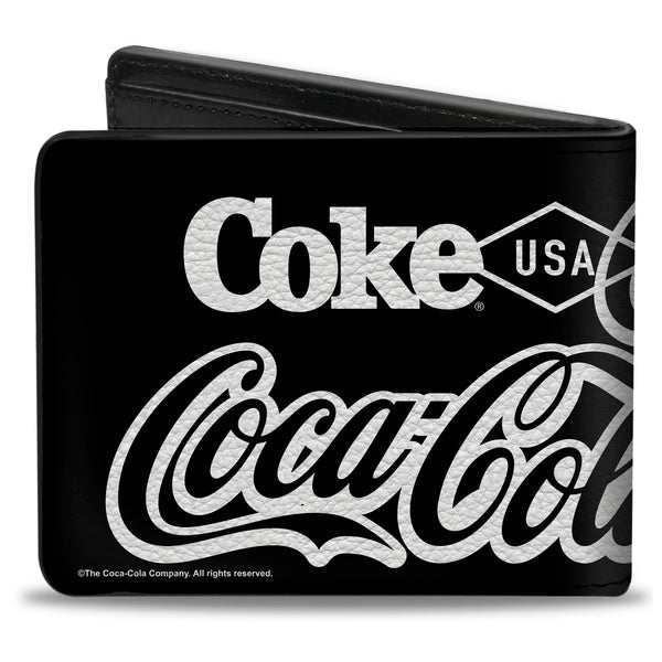 Buckle-Down Bi-Fold Wallet - COCA-COLA COKE Typography IT'S THE REAL THING Black/White