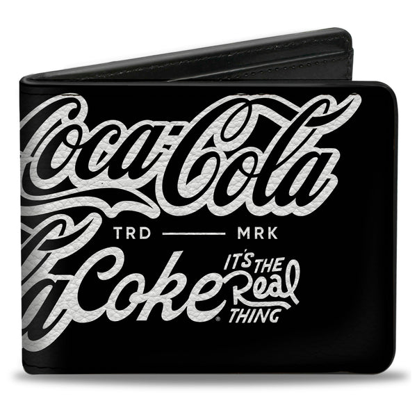 Buckle-Down Bi-Fold Wallet - COCA-COLA COKE Typography IT'S THE REAL THING Black/White