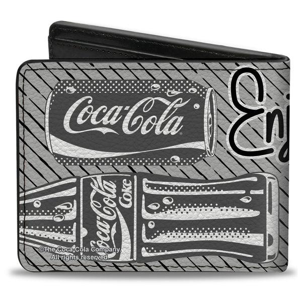 Buckle-Down Bi-Fold Wallet - Coca-Cola ENJOY REFRESH Can And Bottle Grays/White/Black