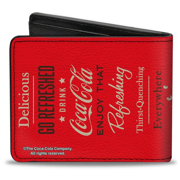 Buckle-Down Bi-Fold Wallet - Coca-Cola ENJOY THAT EVERYWHERE Bottle Red/White/Brown