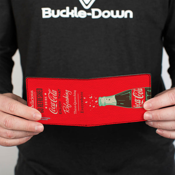 Buckle-Down Bi-Fold Wallet - Coca-Cola ENJOY THAT EVERYWHERE Bottle Red/White/Brown