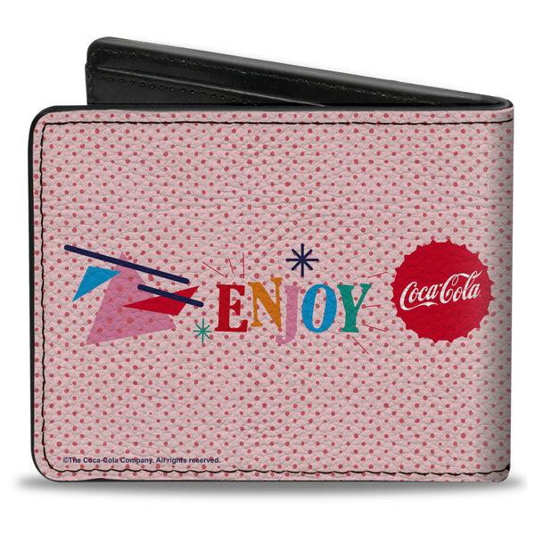 Buckle-Down Bi-Fold Wallet - Coca-Cola ENJOY Vibrant Icons Collage Pinks/Multi Color