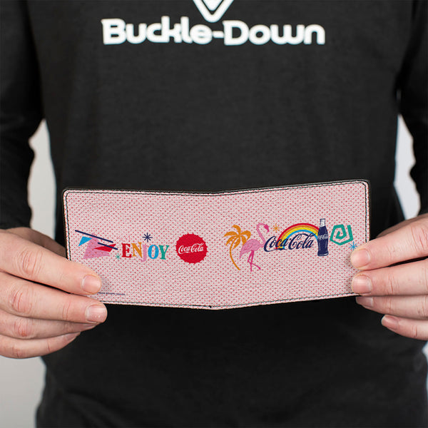 Buckle-Down Bi-Fold Wallet - Coca-Cola ENJOY Vibrant Icons Collage Pinks/Multi Color