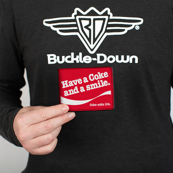 Buckle-Down Bi-Fold Wallet - Coca-Cola HAVE A COKE AND A SMILE Wave Red/White