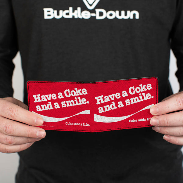 Buckle-Down Bi-Fold Wallet - Coca-Cola HAVE A COKE AND A SMILE Wave Red/White